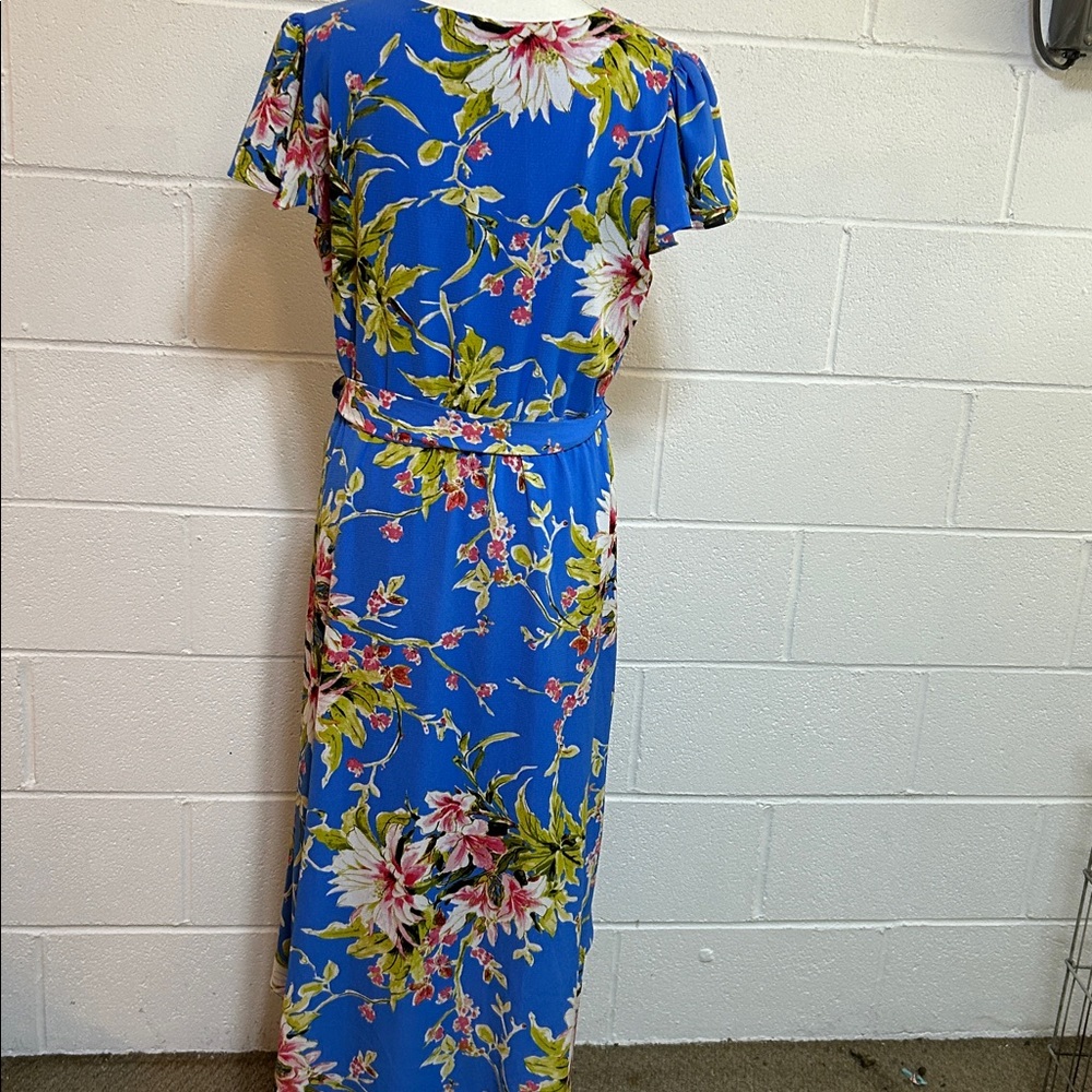 Blue Flowered Hi-Lo Dress 14 - Picture 8 of 9